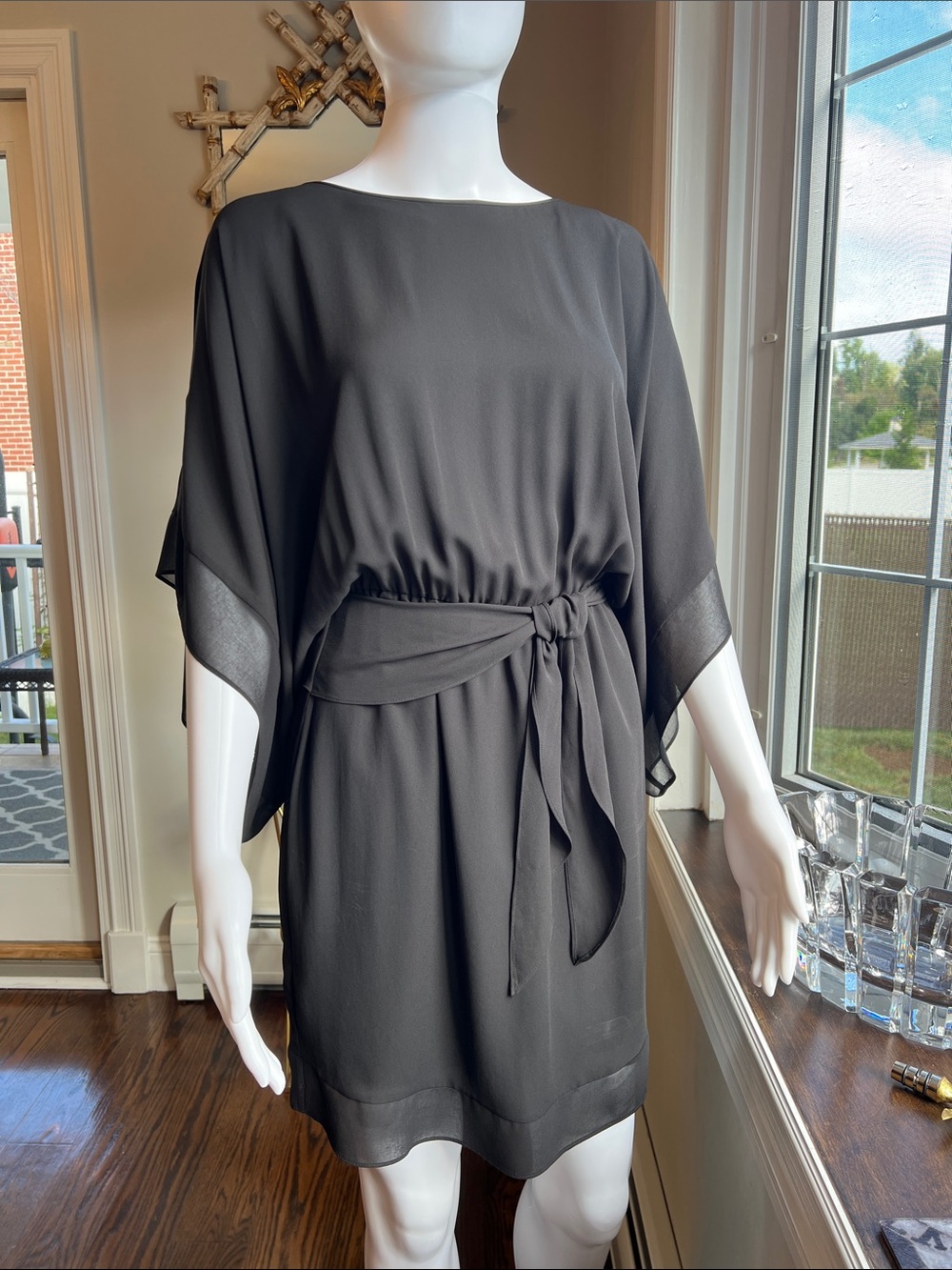 BCBGMaxAzria Black Tie-Waist Mini Dress